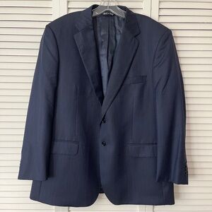 Barocci blue pinstripe 100% wool blazer 2 button closure size 46 R made in Italy